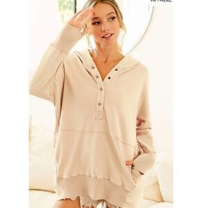 "The Londyn" Cream Oversized Knit Hoodie